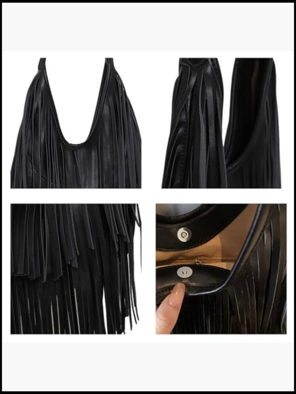 Fringe Hobo Shoulder Bag Crossbody Handbag Vintage Western Hippie Boho Purse - Picture 6 of 7